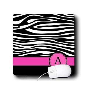 mp_154272_1 InspirationzStore Monograms   Letter A monogrammed on black and white zebra stripes animal print with hot pink personal initial   Mouse Pads 
