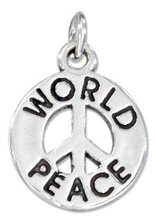 Sterling Silver Peace Sign "World Peace" Charm Jewelry