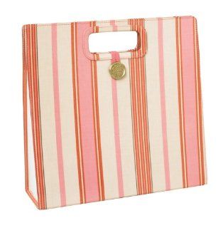 Anna Griffin FG901 Laminated Fabric File Accordion, Evelyn Collection, Pink and White Striped