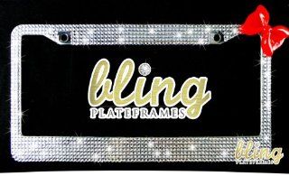 7 ROWS 880+ 3D RED BOW Ribbon Rhinestone License Plate Frame Bling Diamond Crystals Clear Silver  Automotive Electronic Security Products 