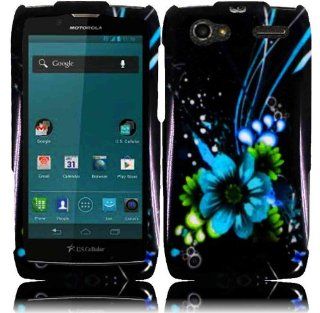 For Motorola Yangtze Electrify 2 XT881 XT885 XT886 XT889 MT887 Hard Design Cover Case Blue Flower Cell Phones & Accessories