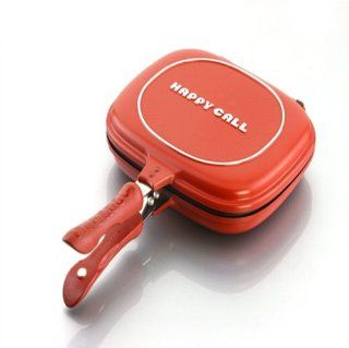 Happycall Foldable Double Sided Pressure Pan (Deep  10.8 x 9.2 x 3, RED) Kitchen & Dining