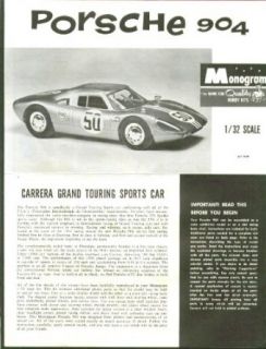 Porsche 904 Monogram Model Kit Instructions 1964 Entertainment Collectibles