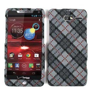 Motorola Droid RAZR M XT907 White Gray Plaid Case Cover Faceplate Hard New Skin Cell Phones & Accessories