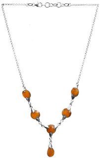 Faceted Carnelian Necklace   Sterling Silver Jewelry