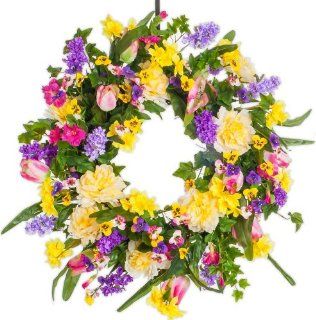 Lilac and Peony Spring & Summer Wreath  28 Inch  