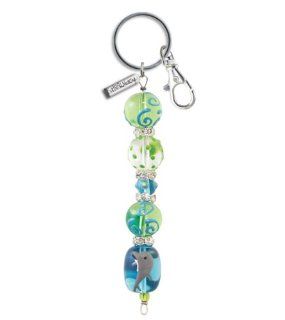 Dreamy Dolphins Handpainted Glass Bead and Rhinestone Kate & Macy Keychain By Clementine Design   Automotive Key Chains