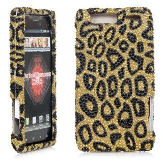 iSee Case Bling Rhinestone Crystal Full Cover Case for Motorola Droid RAZR Maxx XT913 XT 916 (XT913 Bling Gold Leopard) Cell Phones & Accessories