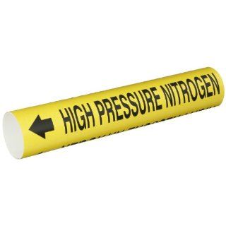 Brady 4195 C Bradysnap On Pipe Marker, B 915, Black On Yellow Coiled Printed Plastic Sheet, Legend "High Pressure Nitrogen" Industrial Pipe Markers