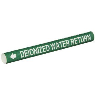 Brady 4172 A Bradysnap On Pipe Marker, B 915, White On Green Coiled Printed Plastic Sheet, Legend "Deionized Water Return" Industrial Pipe Markers