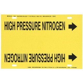 Brady 4195 F Brady Strap On Pipe Marker, B 915, Black On Yellow Printed Plastic Sheet, Legend "High Pressure Nitrogen" Industrial Pipe Markers