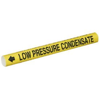 Brady 4091 A Bradysnap On Pipe Marker, B 915, Black On Yellow Coiled Printed Plastic Sheet, Legend "Low Pressure Condensate" Industrial Pipe Markers