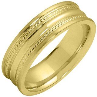 14K Yellow Gold Mens Wedding Band 6mm High Gloss Braided Comfort Fit TheJewelryMaster Jewelry