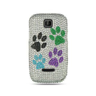 Silver Dog Paw Bling Gem Jeweled Crystal Cover Case for Motorola Theory WX430 Cell Phones & Accessories