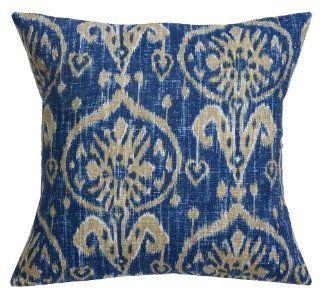 Throw Pillows Couch Accent Ikat Blue Cotton 18 x 18 Square With Removable Pillow Insert Custom Made in USA   Accent Pillows For Sofa