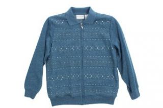 Alfred Dunner Eye Candy Zip Up Sweatshirt Jacket Denim 8P Clothing