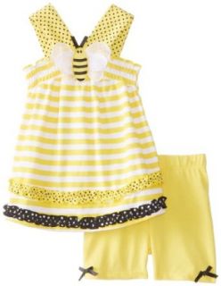 Young Hearts Baby Girls Infant 2 Piece Bee Short Set, Yellow, 18 Months Clothing