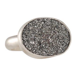 EMILY AMEY  Platinum Druzy Oval Ring Fashionring Jewelry