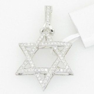 Mens 14K gold 1.33 diamond pendant charm jewish hebrew star hamsa luck chai hai Jewelry