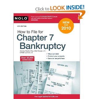 How to File for Chapter 7 Bankruptcy Stephen Elias, Albin Renauer, Robin Leonard 9781413310603 Books