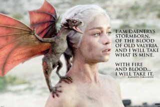 Game of Thrones Daenerys Targaryen Fire and Blood Poster, 24 by 36 Inch   Artwork