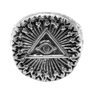 925 Sterling Silver Illuminati All Seeing Eye Pyramid Ring Jewelry