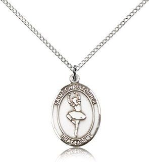 .925 Sterling Silver Saint St. Christopher/Dance Medal Pendant 3/4 x 1/2 Inches Travelers/Motorists 8143  Comes with a .925 Sterling Silver Lite Curb Chain Neckace And a Black velvet Box Jewelry