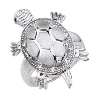 .925 Sterling Silver CZ Mother Turtle Womens Fancy Ring The World Jewelry Center Jewelry