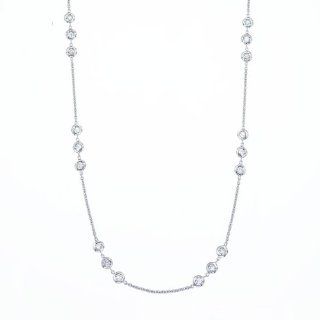 Unique 18k White gold diamond by the yard station necklace Jewelry
