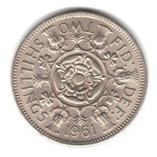 1961 U.K. Great Britain England Florin (2 Shillings) Coin KM#906 