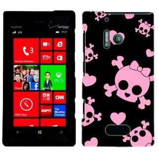 Nokia Lumia 928 Pink Cutie Skull on Black Case Cell Phones & Accessories