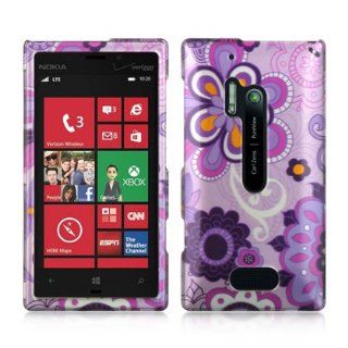 VMG 2 Item Combo for Nokia Lumia 928 Cell Phone Matte Faceplate Hard Case Cover   Purple Silver Daisy Floral Flower Daisies + LCD Clear Screen Saver Protector Cell Phones & Accessories
