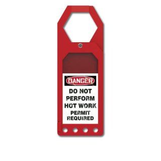 Accuform Signs TSS908 Plastic Secure Status Tag Holder, Legend "DANGER DO NOT PERFORM HOT WORK PERMIT REQUIRED", 3 1/2" Width x 10" Height x 3/8" Depth, White/Black on Red Lockout Tagout Locks And Tags