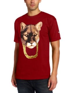 PUMA Men's Gold Chain Cat Tee, Rio Red, Small Clothing