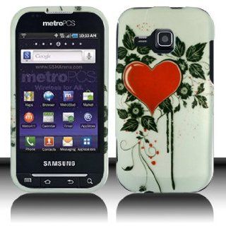 Silver Black Red Leaf Flower Heart Rubberized Snap on Design Hard Case Faceplate for Metropcs Samsung Galaxy Indulge R910 Cell Phones & Accessories