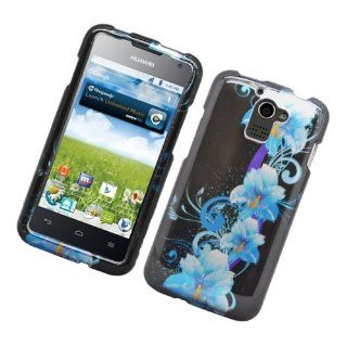 Eagle Cell PIHWM931G2D169 Stylish Hard Snap On Protective Case for Huawei Premia M931   Retail Packaging   Four Blue Flowers Cell Phones & Accessories