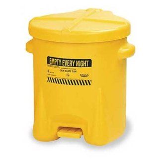 Eagle 933 FLY Oily Waste Polyethylene Safety Can with Foot Lever, 6 Gallon Capacity, Yellow