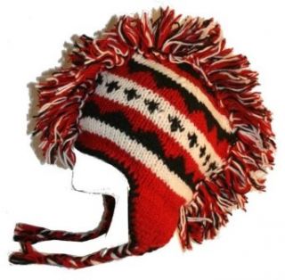 934 100% Wool Fleece Mohawk Hat Hand Knitted in Nepal One Size at  Mens Clothing store