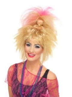 Smiffy's 80s Crimped High Ponytail, Blonde/Pink, One Size Costume Accessories Clothing