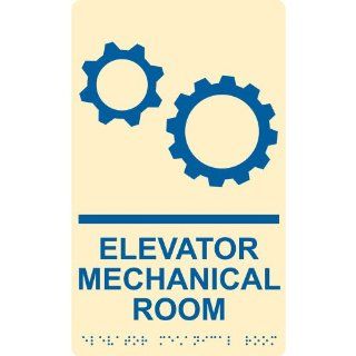 ADA Elevator Mechanical Room Braille Sign RRE 935 BLUonIvory Room Name  Business And Store Signs 