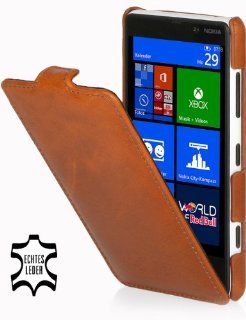 StilGut UltraSlim Genuine Leather Case for Nokia Lumia 820   Cognac Cell Phones & Accessories