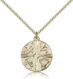 Free Engraving Included Medal Gold Filled Christian Life Pendant 3/4 x 3/4" 6056GF  w/18" Chain w/Box Unusual & Specialty Jewelry