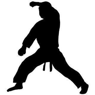 Martial Arts Wall Decal Sticker   Karate Sports Silhouette Decoration Mural   12 in. Black  