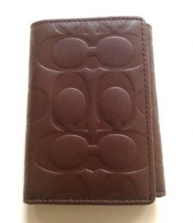 Coach Men's Embossed Leather Brown Trifold Wallet 74539 Shoes
