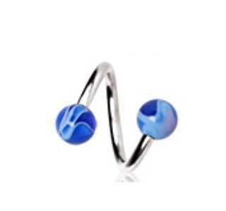 Blue Marble Ball Steel Twist Navel Ring Belly Button Piercing Jewelry 14G 7/16" Jewelry