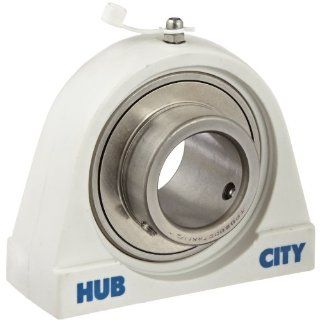 Hub City TPB250CTWX1 1/2 Tapped Base Pillow Block Mounted Bearing, Normal Duty, Relube, Setscrew Locking Collar, Wide Inner Race, Composite Housing, Stainless Insert, 1 1/2" Bore, 2.25" Length Through Bore, 3.5" Mounting Hole Spacing, 1.937&