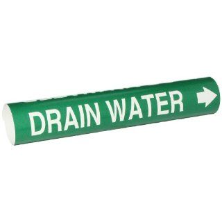 Brady 4176 C Bradysnap On Pipe Marker, B 915, White On Green Coiled Printed Plastic Sheet, Legend "Drain Water" Industrial Pipe Markers
