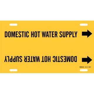 Brady 4053 H Brady Strap On Pipe Marker, B 915, Black On Yellow Printed Plastic Sheet, Legend "Domestic Hot Water Supply" Industrial Pipe Markers