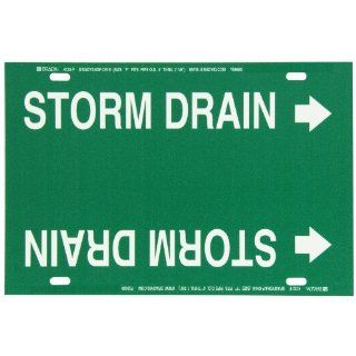 Brady 4132 F Brady Strap On Pipe Marker, B 915, White On Green Printed Plastic Sheet, Legend "Storm Drain" Industrial Pipe Markers