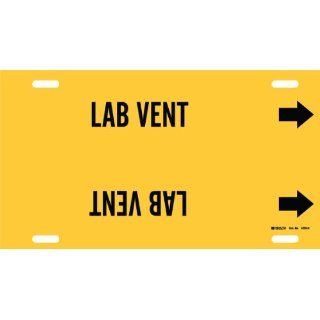 Brady 4225 G Brady Strap On Pipe Marker, B 915, Black On Yellow Printed Plastic Sheet, Legend "Lab Vent" Industrial Pipe Markers